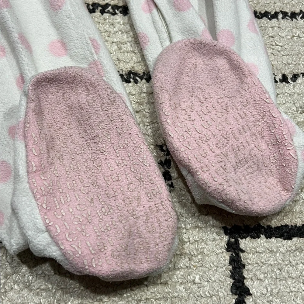 Juicy Couture White and Pink Polka Dot Kids Footed sleeper